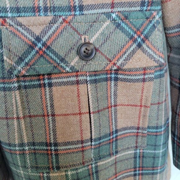 Pendleton Virgin Wool Tan Green Plaid Blazer Jacket Preppy Academia | 6 Petite - Picture 6 of 9